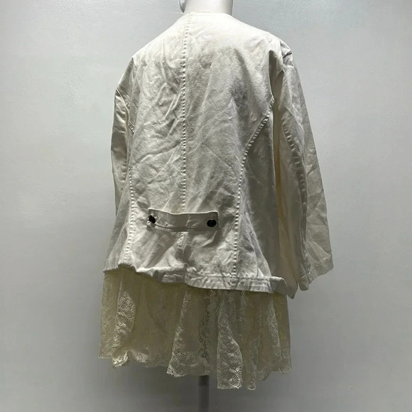 Torrid Twill Lace Peplum Button Jacket Coat Ivory Cream Plus Size 2X - Picture 6 of 11